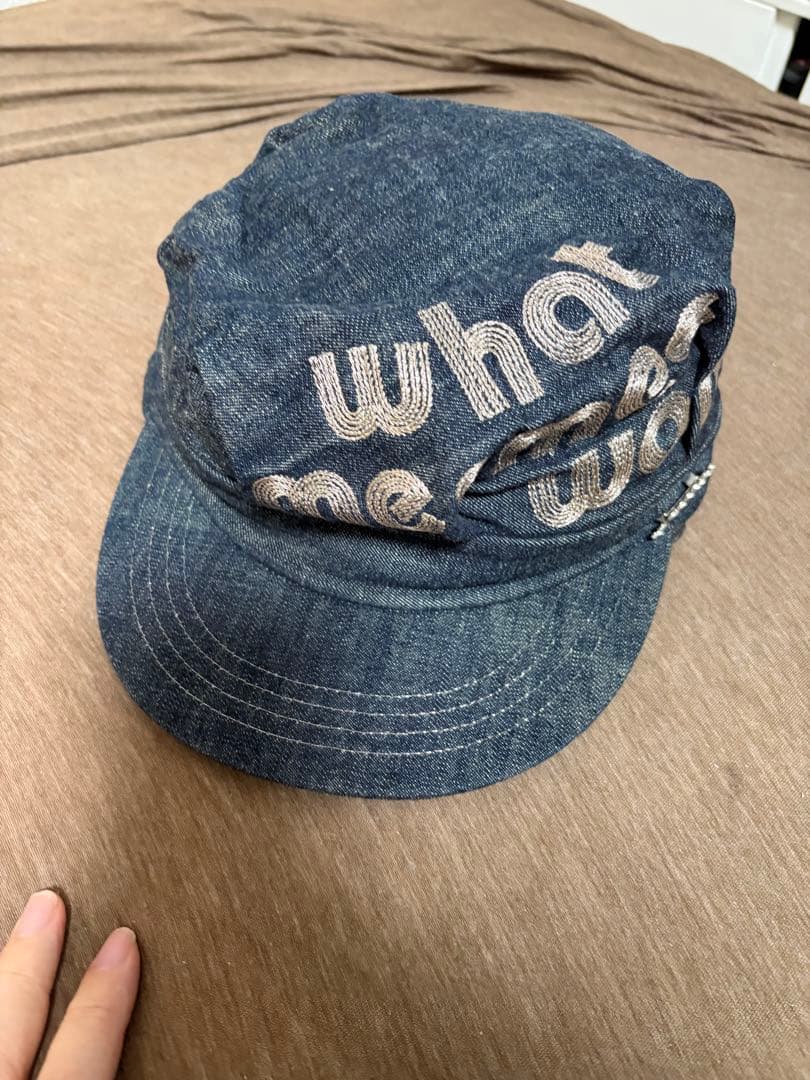 WMMW 吉田美和　キャスケット帽デニム生地　ブローチ付き