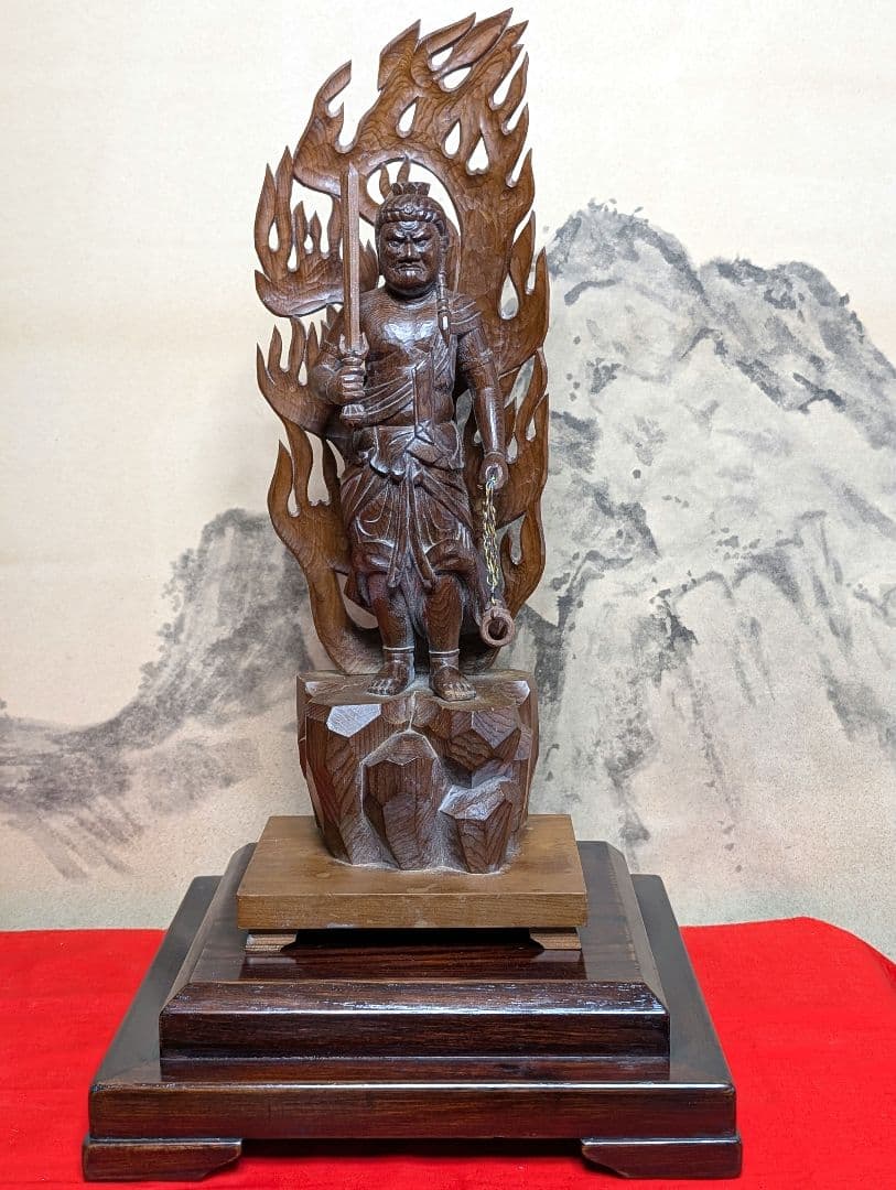 不動明王　彫刻　木彫り　オブジェ　 骨董品　アンティーク　レトロ