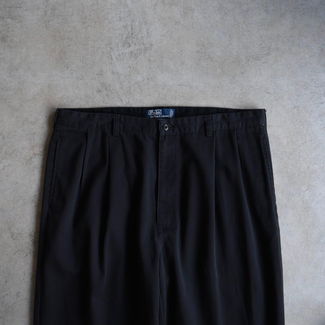 90s ラルフローレン ツータックチノ ポロチノ 黒 ブラック W40 L30