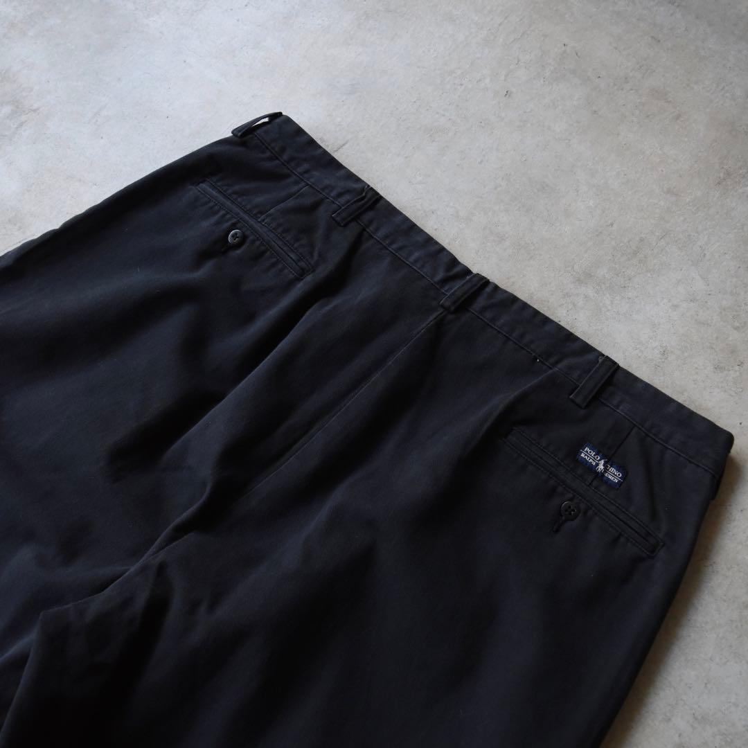 90s ラルフローレン ツータックチノ ポロチノ 黒 ブラック W40 L30