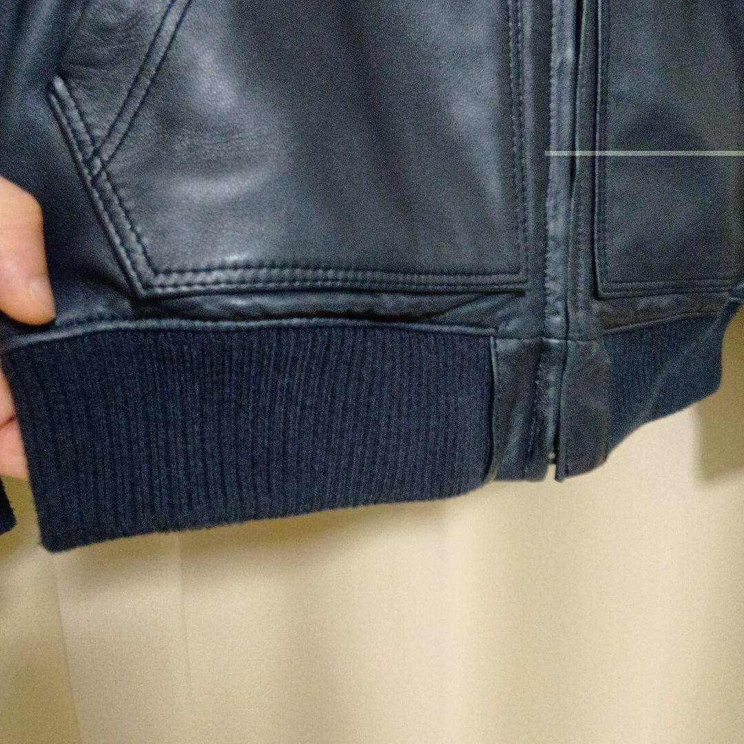 Schott レザーフルジップパーカー ネイビー Lサイズ