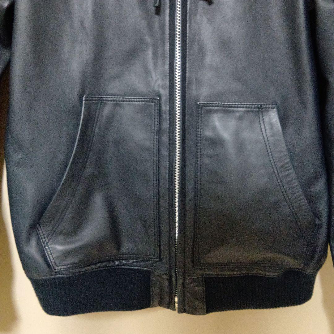 Schott レザーフルジップパーカー ネイビー Lサイズ