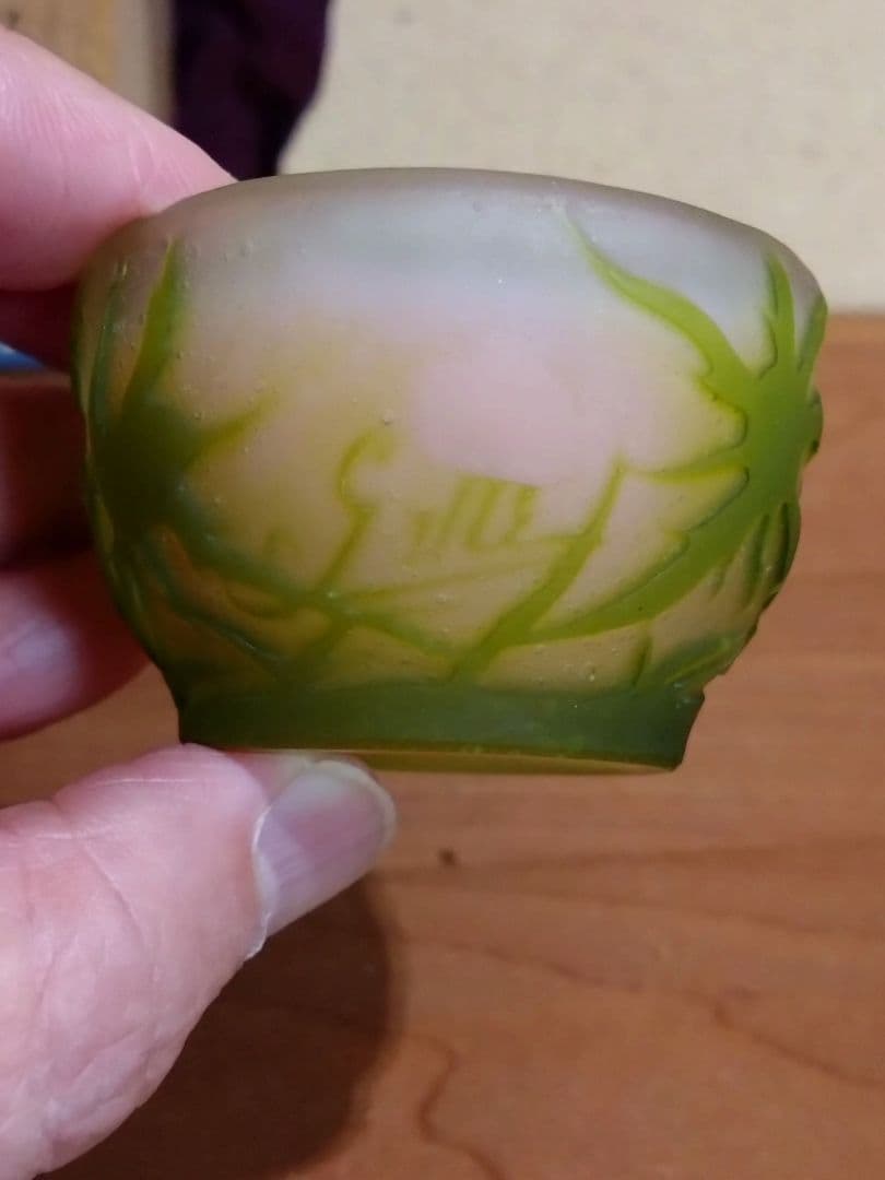 ガレ 被せガラス 羊歯紋盃