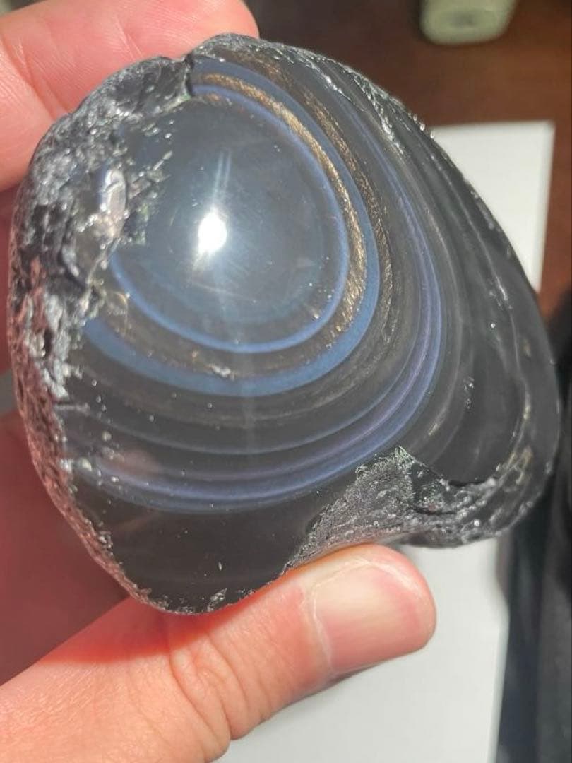 研磨品　十勝石玲瓏　ゴールド＋ブルー＋パープル　超特級品レインボーオブシディアン