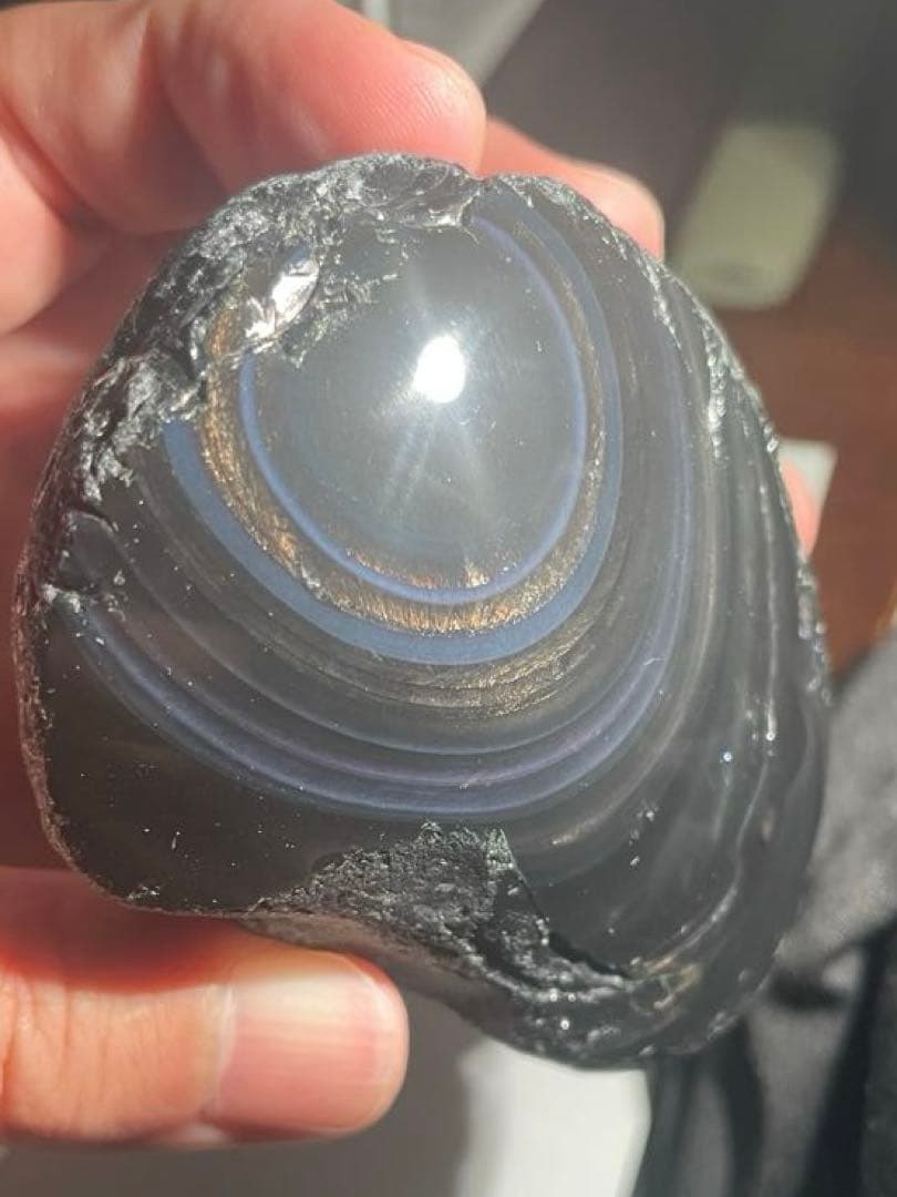 研磨品　十勝石玲瓏　ゴールド＋ブルー＋パープル　超特級品レインボーオブシディアン