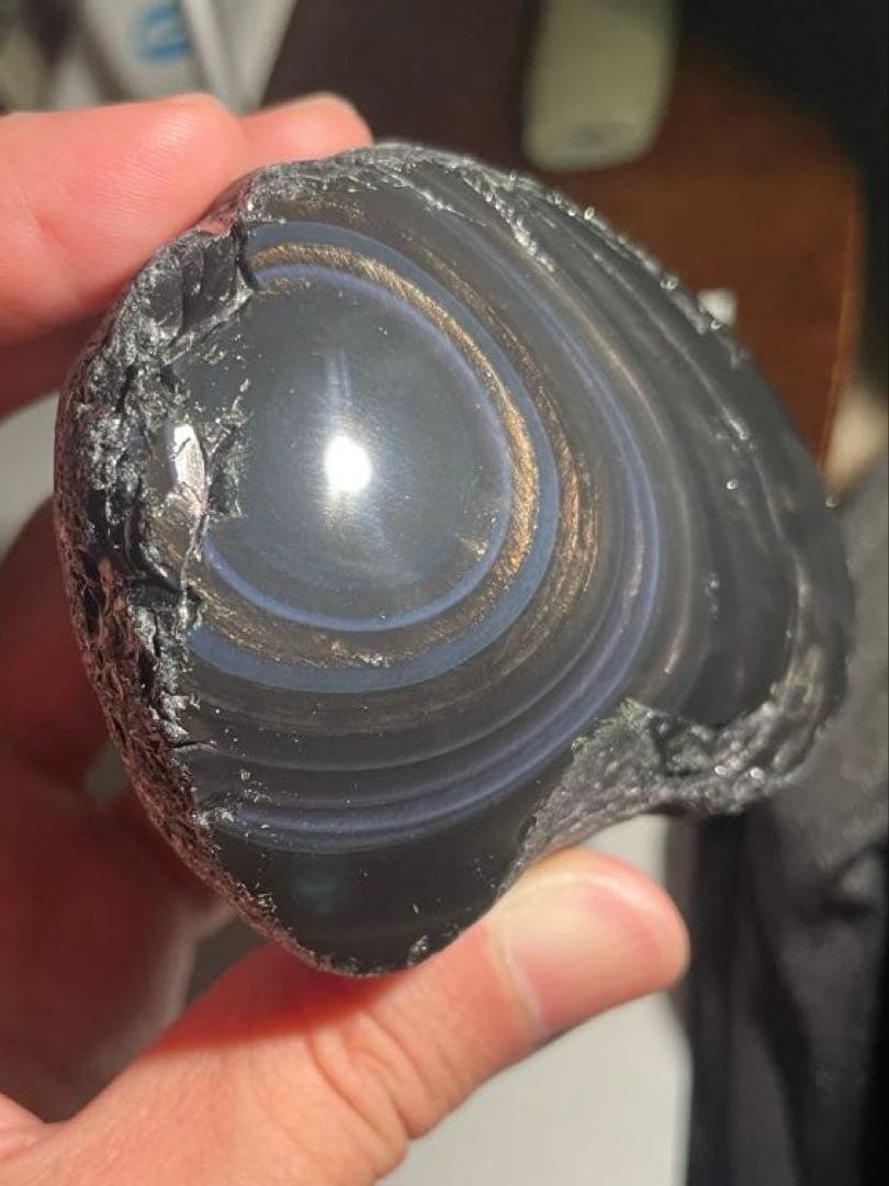 研磨品　十勝石玲瓏　ゴールド＋ブルー＋パープル　超特級品レインボーオブシディアン