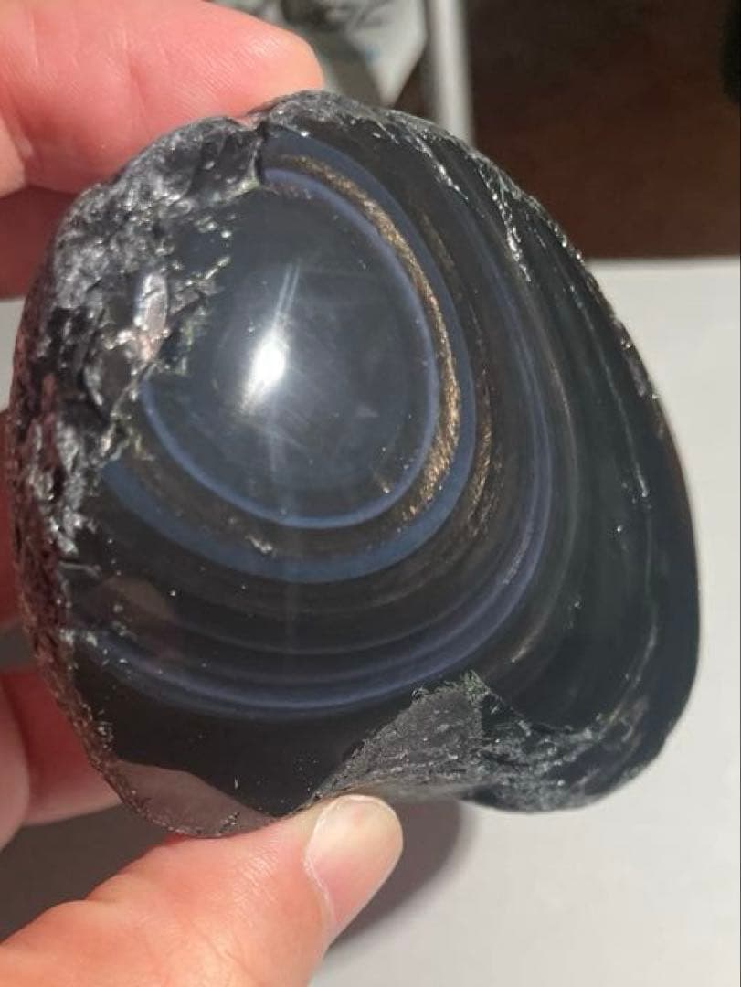 研磨品　十勝石玲瓏　ゴールド＋ブルー＋パープル　超特級品レインボーオブシディアン