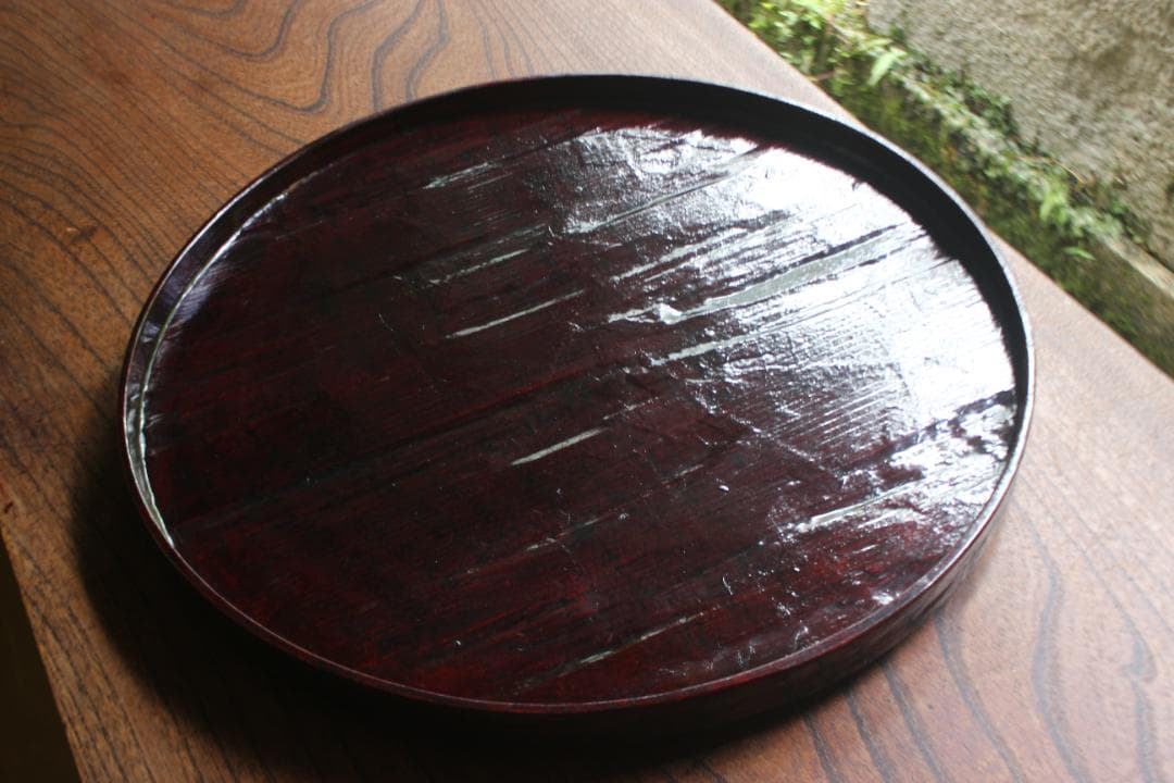 デッドストック！風情ある一閑張りに極上溜塗の映えるお膳（検お盆お膳茶道具