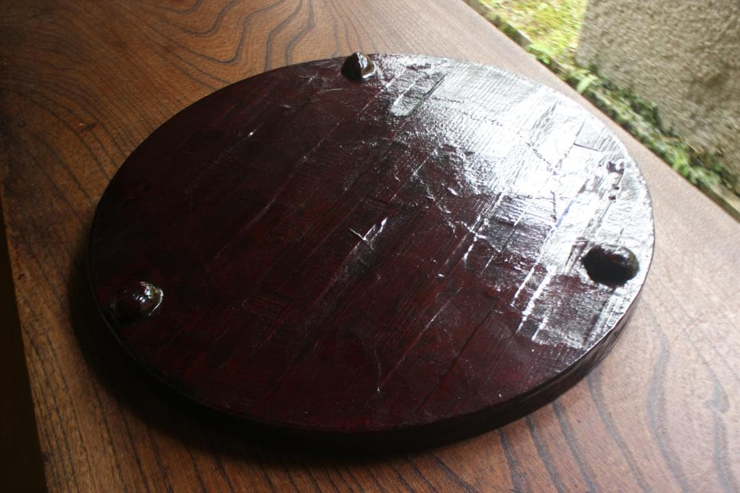 デッドストック！風情ある一閑張りに極上溜塗の映えるお膳（検お盆お膳茶道具