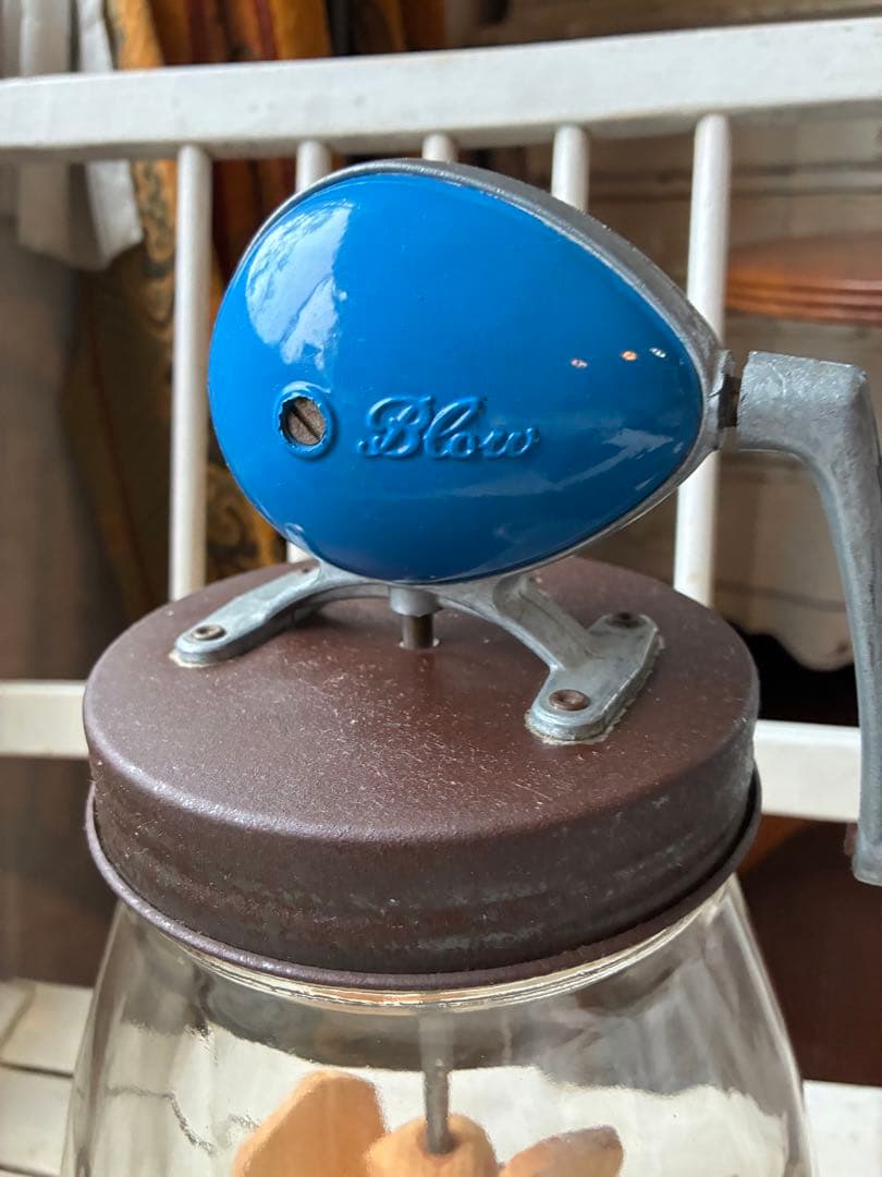 イギリス　アンティーク　バター　メーカー　マヨネーズ　メーカー　チャーン　ブルー