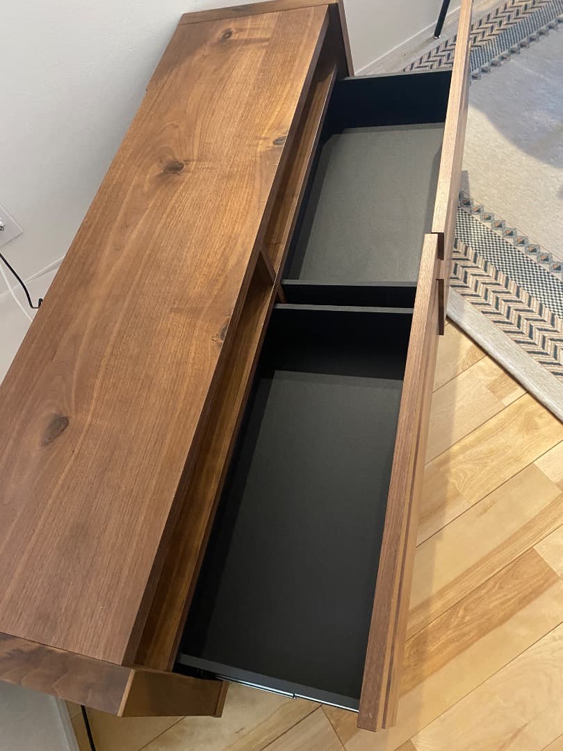 【美品】ウォールナット無垢材 関家具 テレビ台 150cm 引き出し付き