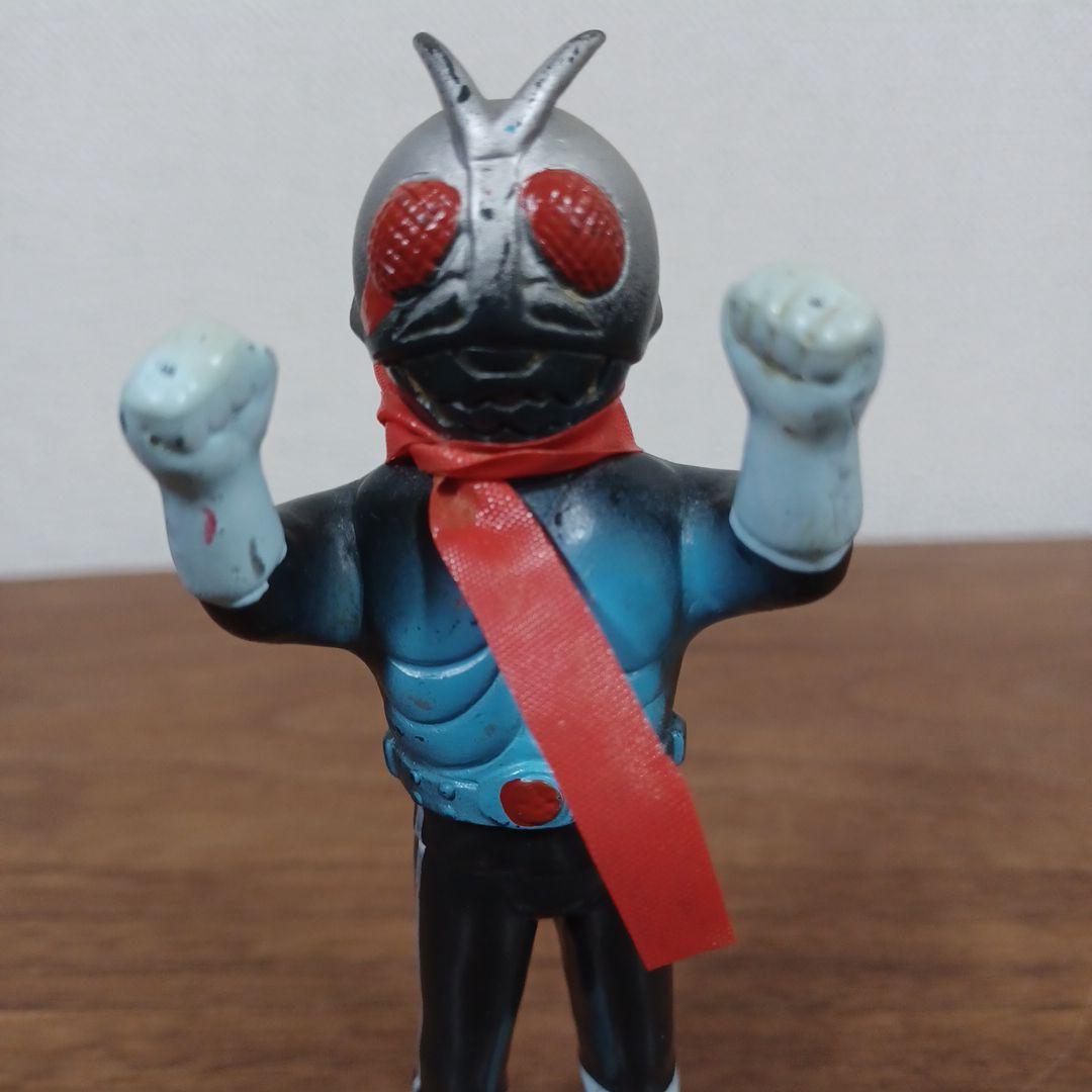 当時ものポピー製「仮面ライダー」希少青成型＆黒成型ミニソフビフィギュア２点セット