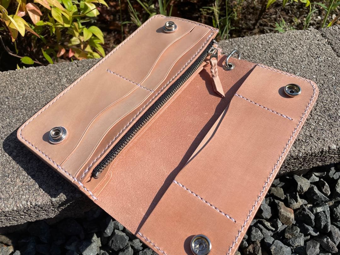 ロングトラッカーウォレット ヌメ革 ハンドメイド レザーウォレット