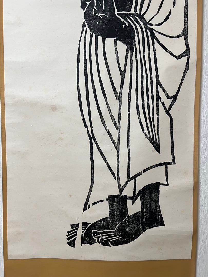 掛け軸　版画 大幅［羅漢図］版画 木箱付き！