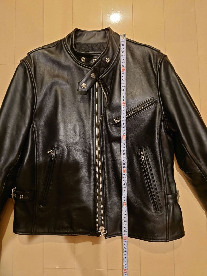 美品　黒　牛革　レザーシングルライダースジャケット