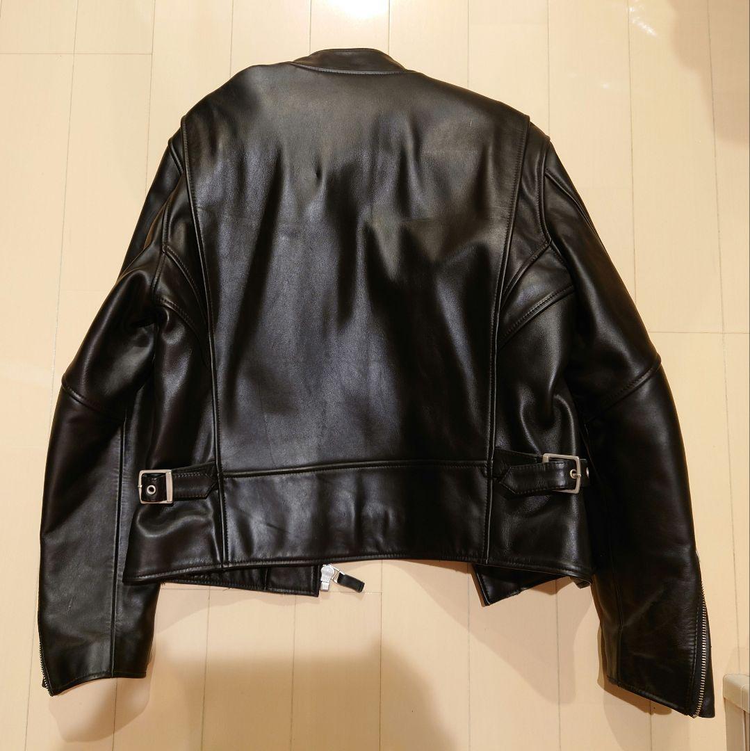 美品　黒　牛革　レザーシングルライダースジャケット