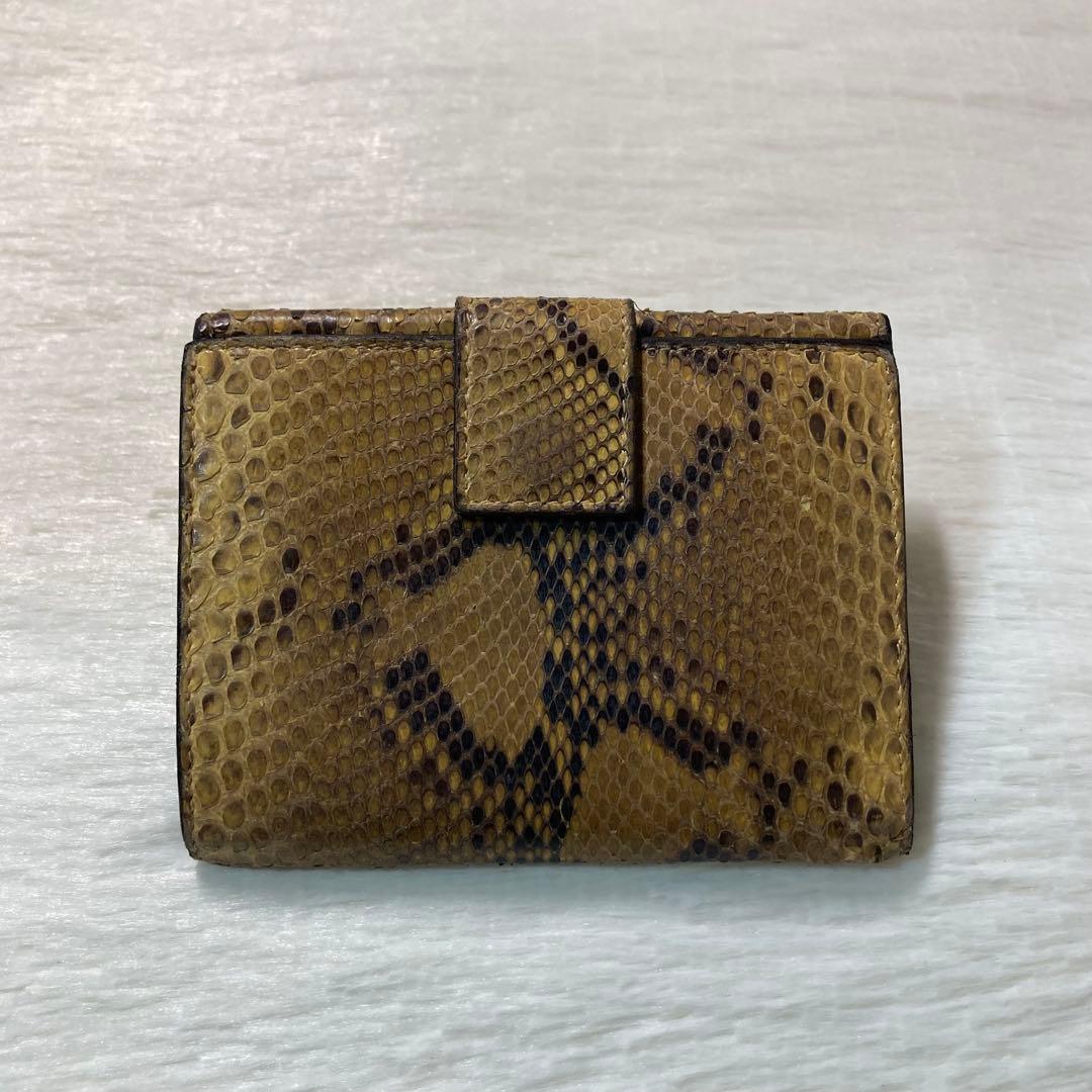 希少早い者勝ち　PRADA プラダ　二つ折り　パイソン　財布　黄色　ブラウン