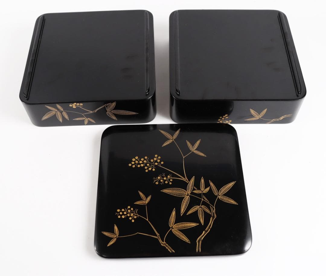 輪島塗 二段重 中道栄太郎 重箱 漆器 共箱