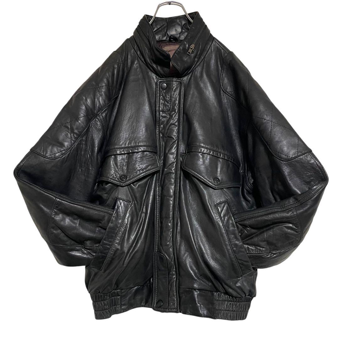 大きいサイズ【LUAU】羊革 本革 ラムレザーシングルライダースジャケット 黒L