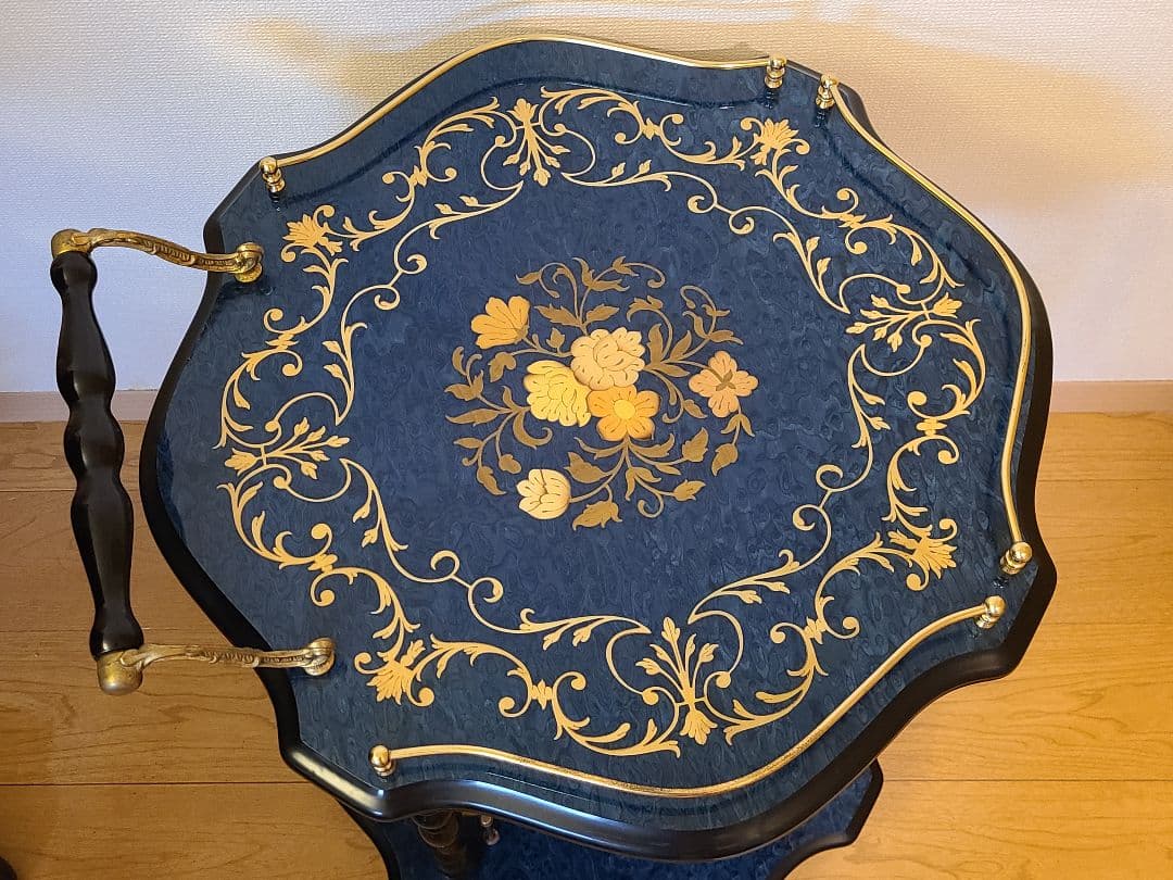 イタリア製 Demain キッチンワゴン コーヒーワゴン 象嵌