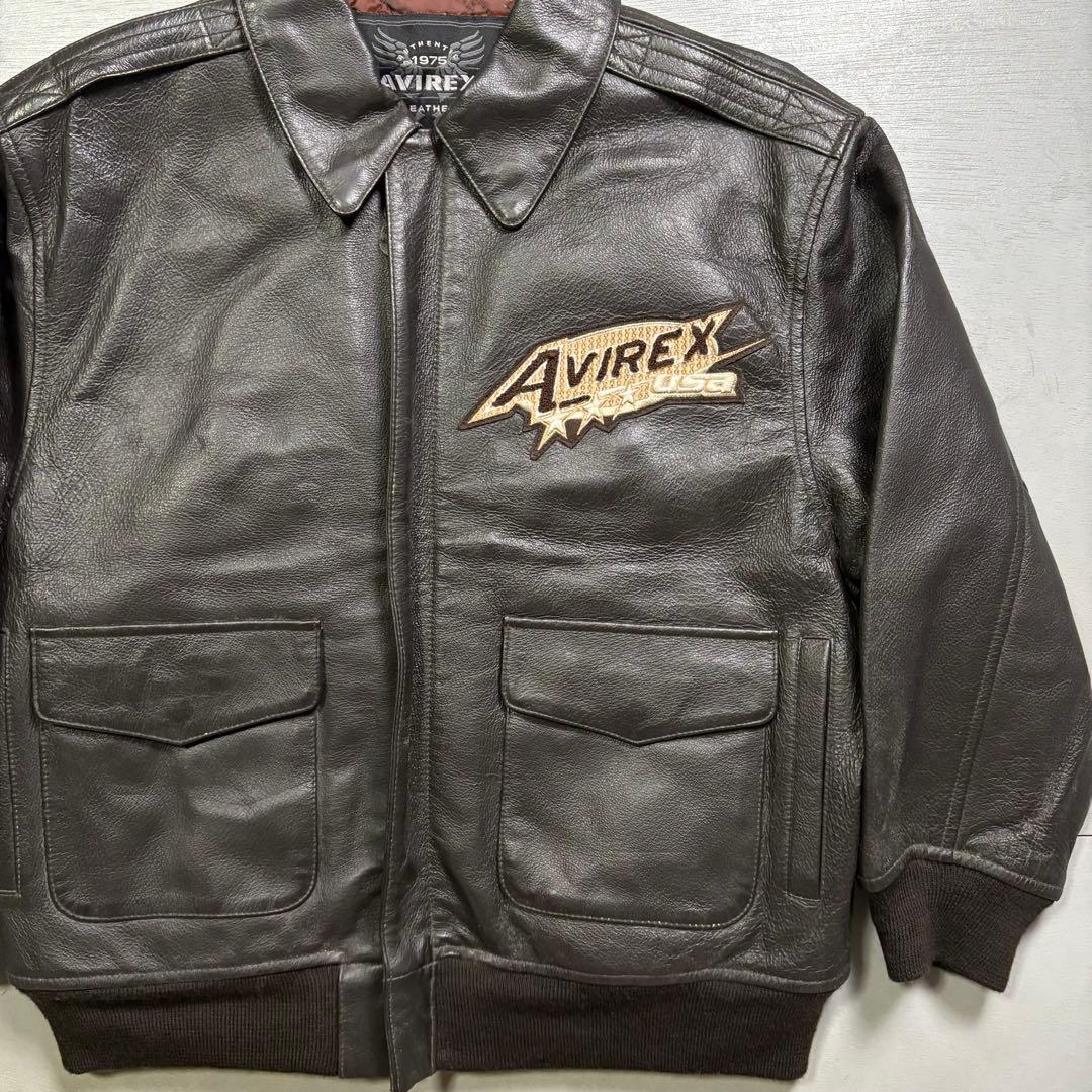 入手困難✨AVIREX レザージャケット　A-2 本革　ブルゾン　短丈　M