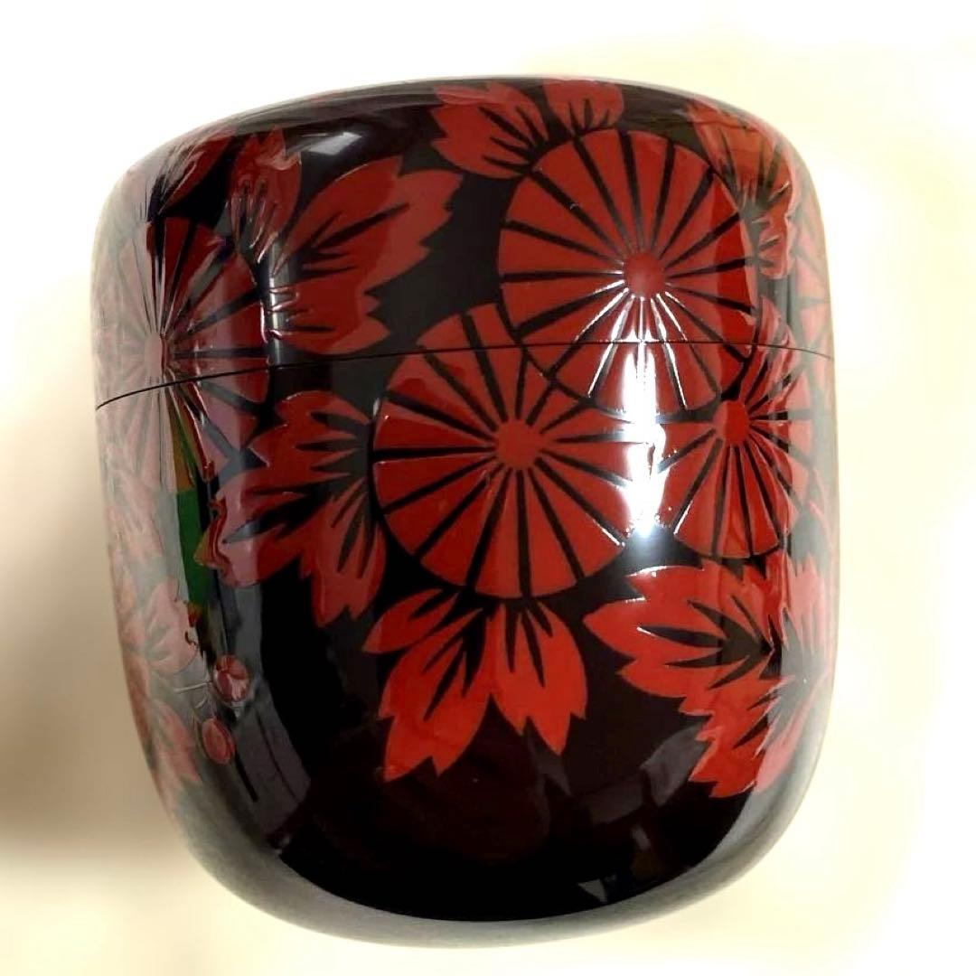 J-48 大棗　清峰銘『鵬雲斎好写 朱菊絵』　蒔絵　漆芸　茶道具　美術品　工芸品