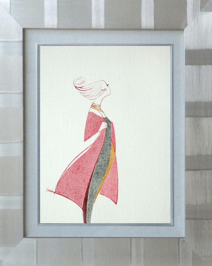 油絵 菅家令子 絵 絵画インテリア額付(青緑＋金色の枠)F4-080614 女性