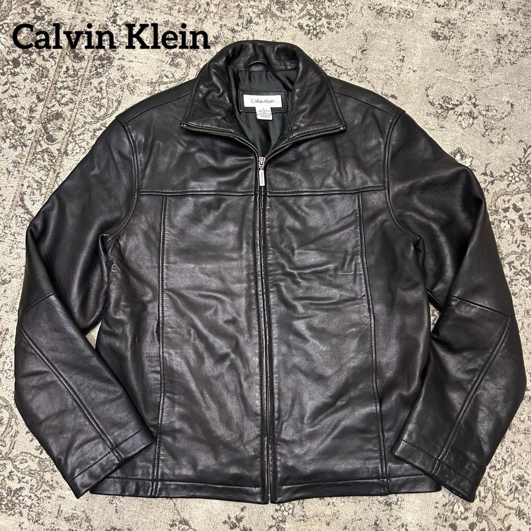  カルバンクライン レザー シングルライダースジャケット