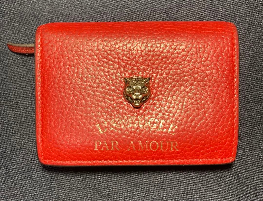 GUCCI アニマリエ　タイガー　赤　レアカラー 二つ折り財布　箱付き