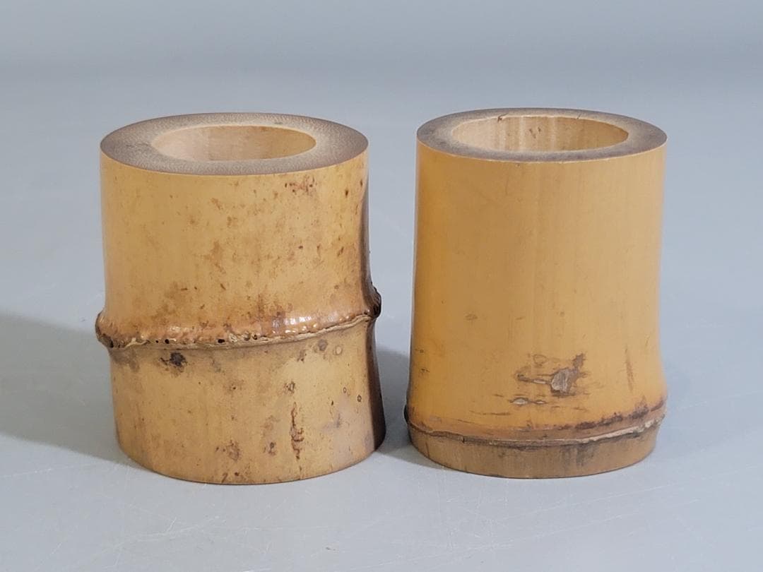 茶道具 竹 蓋置 一対 共箱 煤竹 茶杓 まとめて DT286