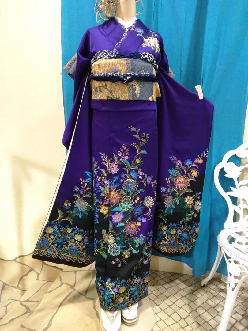 振袖フルセット、正絹振袖成人式、重ね衿、クリスタルストーン帯揚げ帯締、袋帯、襦袢