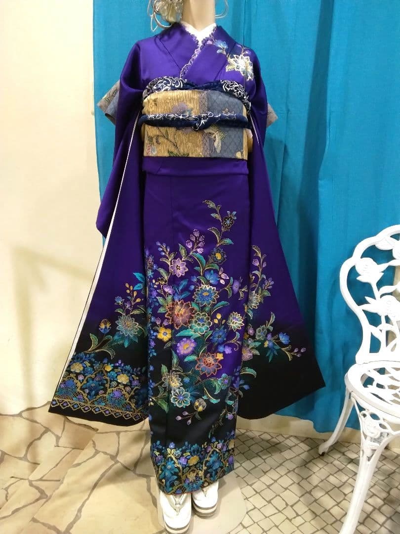 振袖フルセット、正絹振袖成人式、重ね衿、クリスタルストーン帯揚げ帯締、袋帯、襦袢