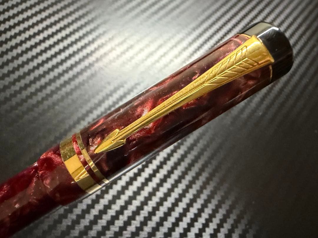 美品 パーカー デュオフォールド インターナショナル レッド XF 極細 万年筆