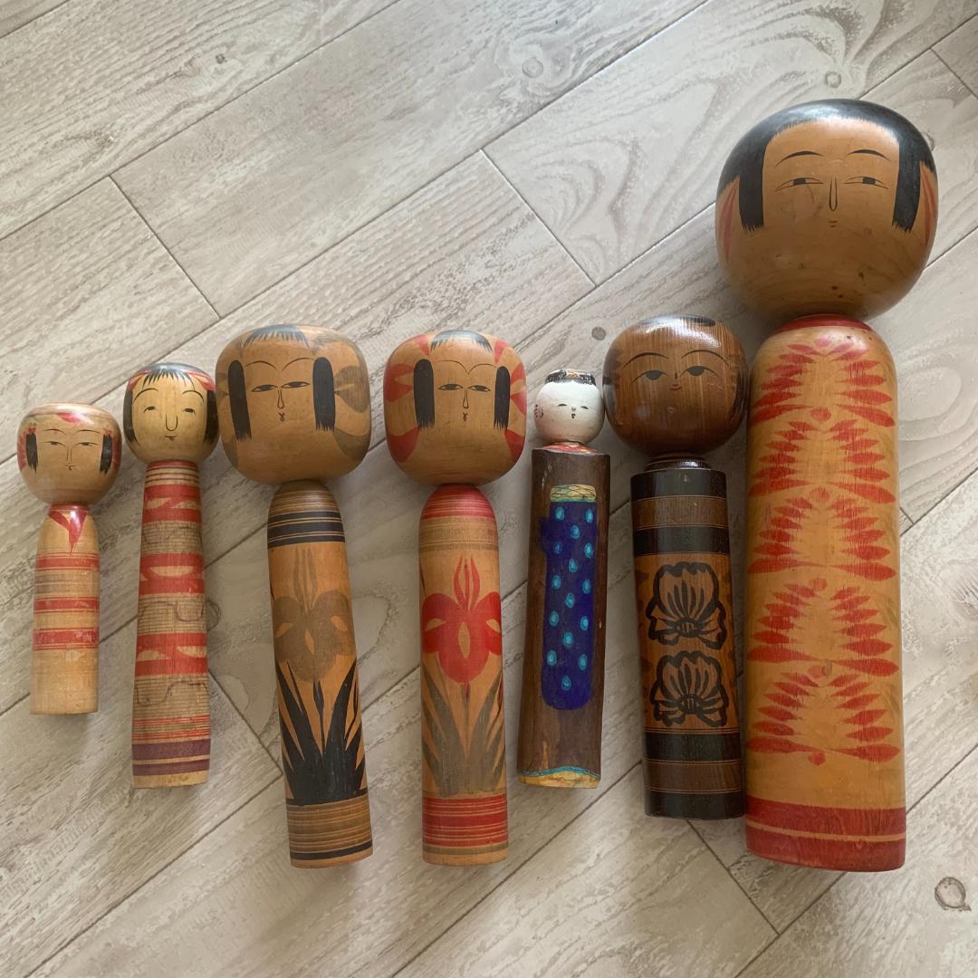 昭和レトロ 伝統こけし人形7体まとめセット 伝統工芸 美術品　佐藤慶明　斉藤弘道