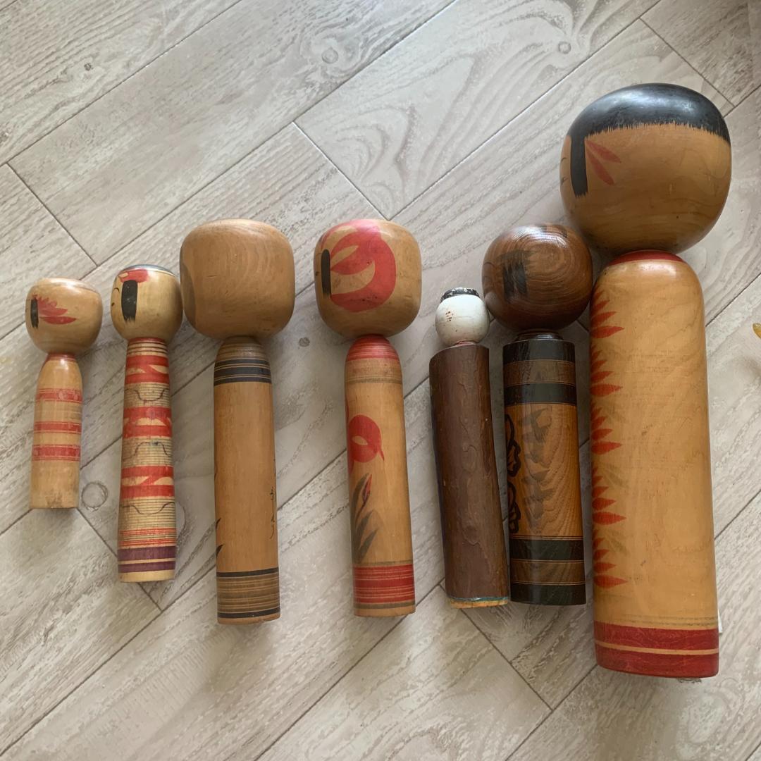 昭和レトロ 伝統こけし人形7体まとめセット 伝統工芸 美術品　佐藤慶明　斉藤弘道