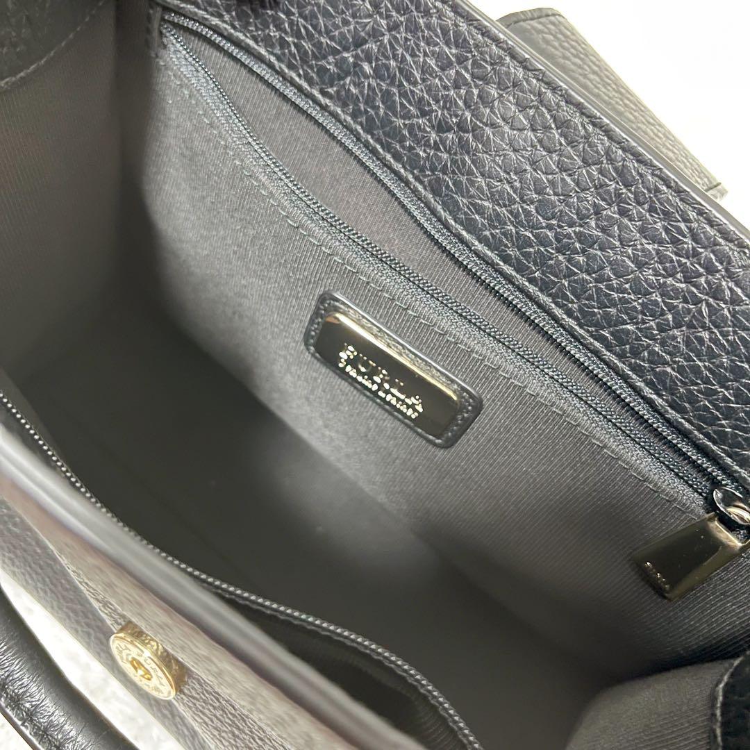 ス*ー様 【未使用級】FURLA フルラ ハンドバッグ 黒 レザー ベルト