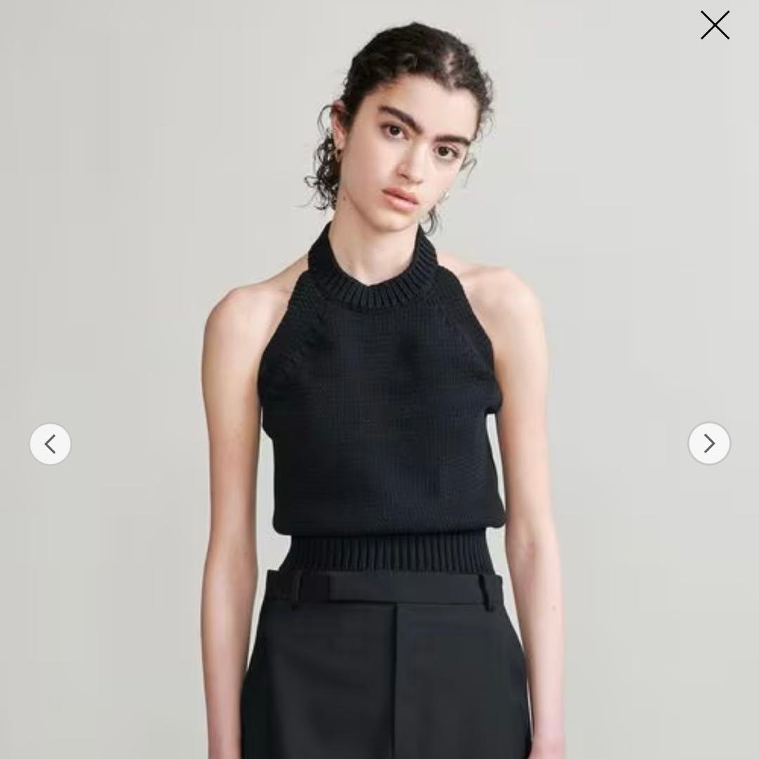 H beauty&youth コットンナイロンリリヤーンホルターネックニット