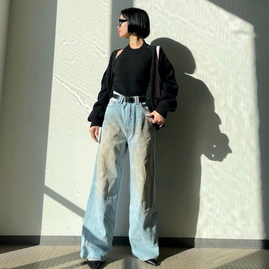 H beauty&youth コットンナイロンリリヤーンホルターネックニット