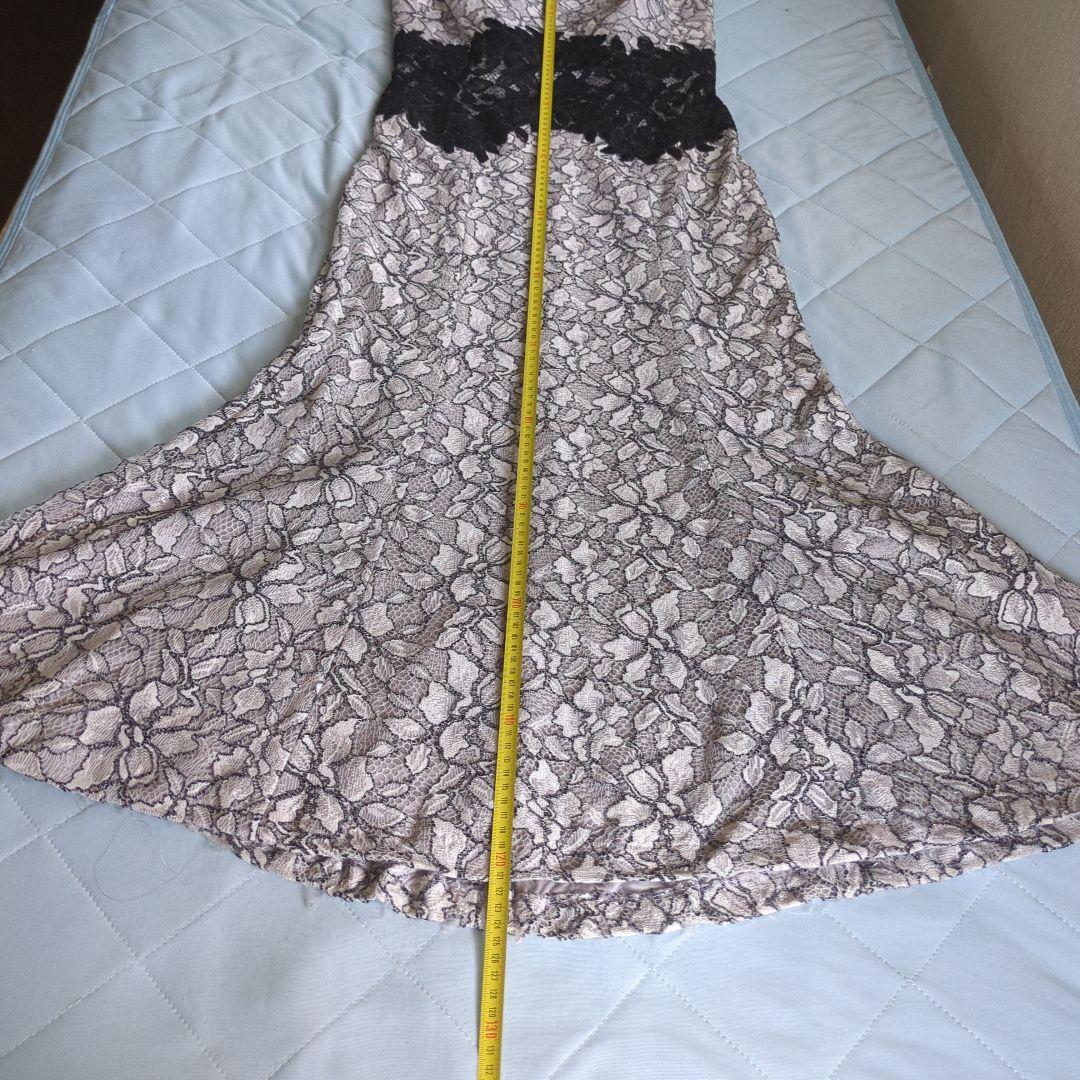 Tadashi Shoji 白と黒のレース、チューブトップマキシドレス