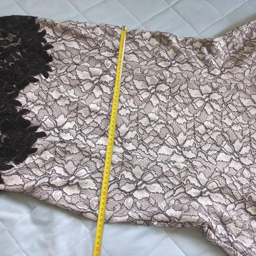 Tadashi Shoji 白と黒のレース、チューブトップマキシドレス