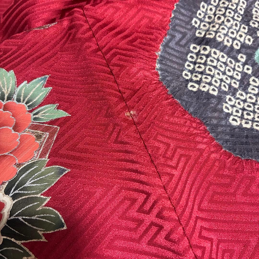 ⁂なお様⁂【振袖フルセット】 +小物・肌襦袢セット 赤 扇花柄 金駒刺繍