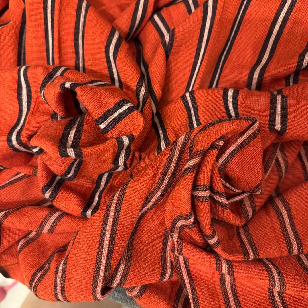 【45R】赤ニット ストライプ プリーツスカート(サイズ2)