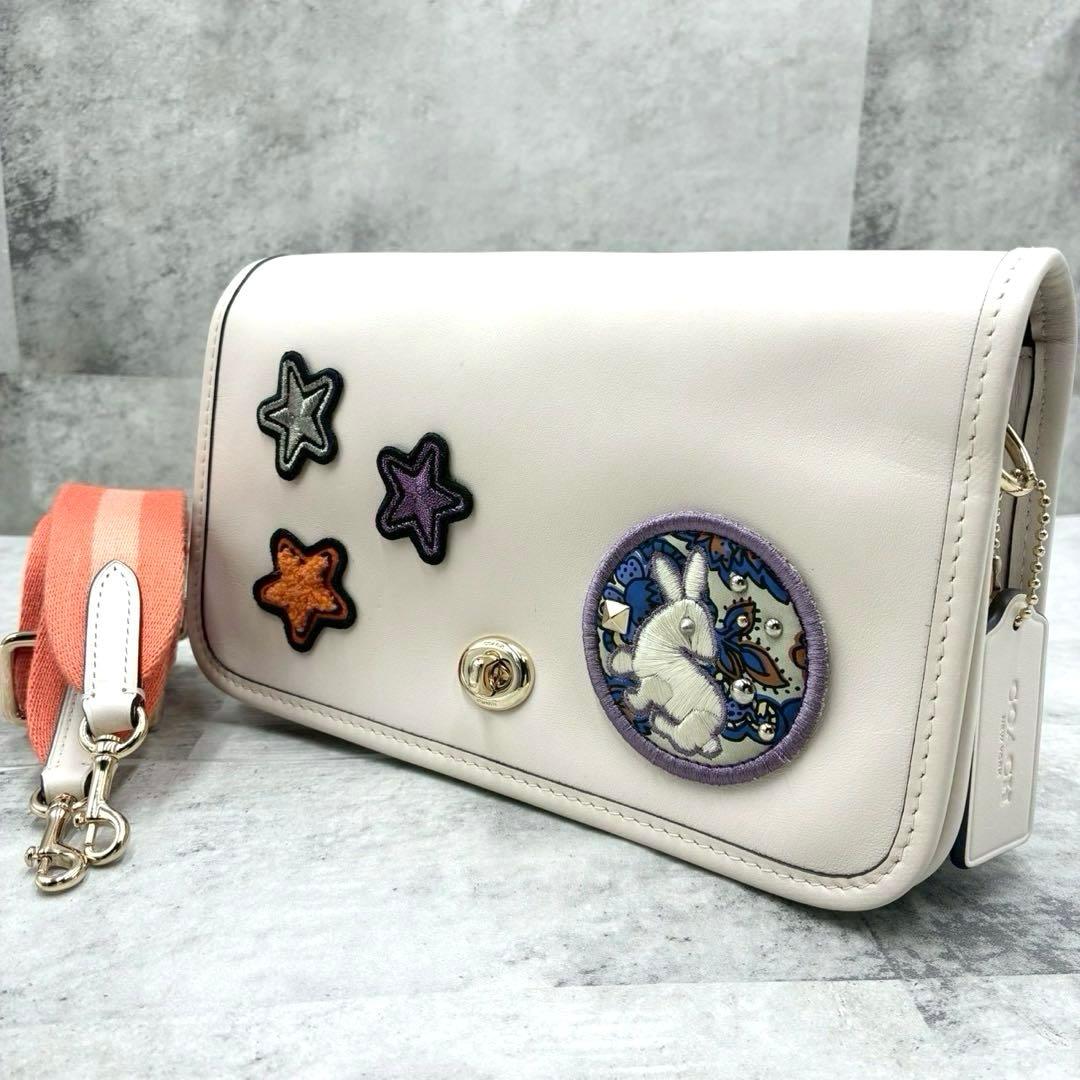 未使用級 コーチ カメラバッグ ショルダーバッグ スタッズ レザー クロスボディ