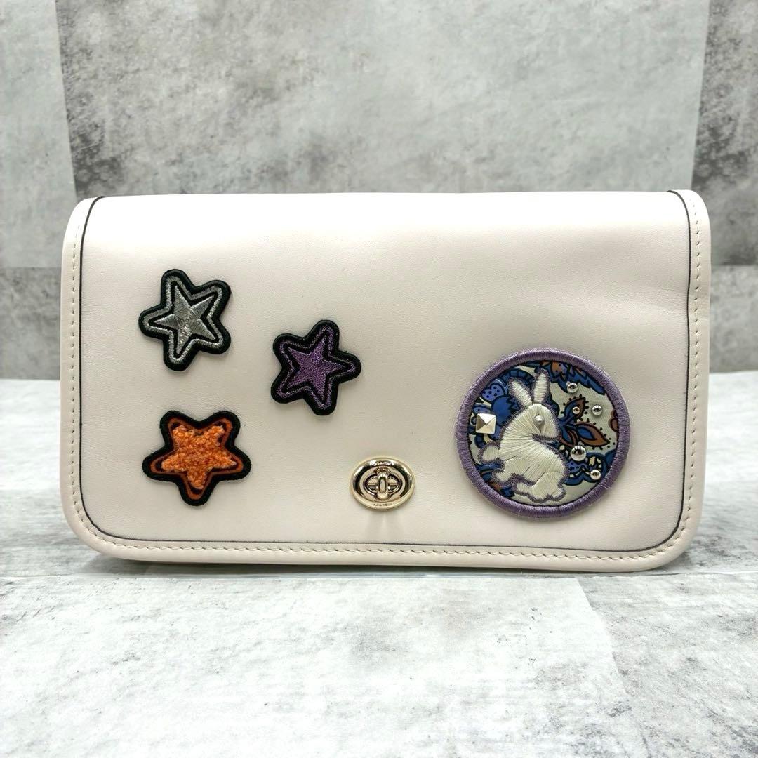 未使用級 コーチ カメラバッグ ショルダーバッグ スタッズ レザー クロスボディ