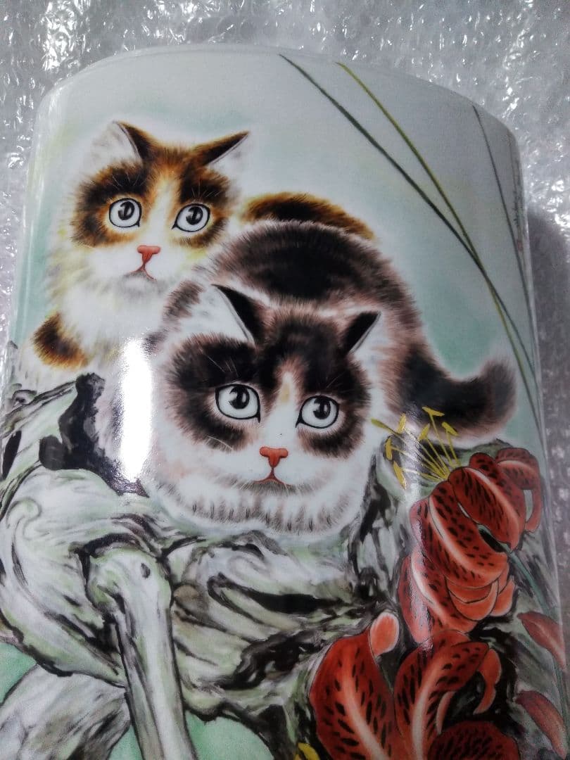 猫 景徳鎮 花瓶 置物 骨董品