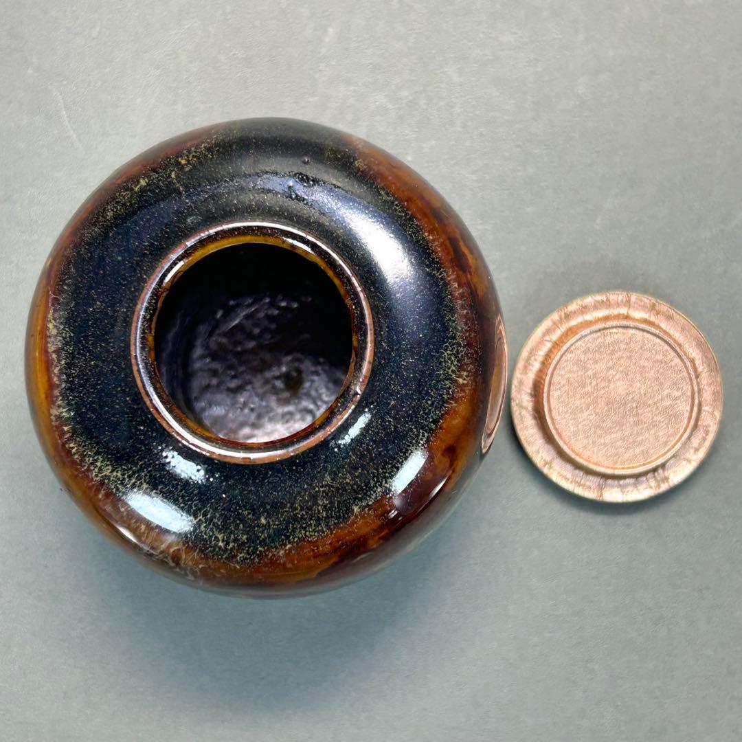 茶入　『亀井楽山　高取焼　文琳茶入』　替え仕覆　お茶道具　茶道　共箱　工芸品