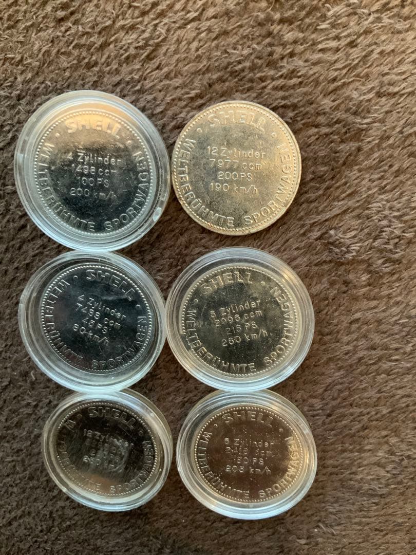 1960〜70年代「世界の有名スポーツカー」メダルコレクション6枚セット