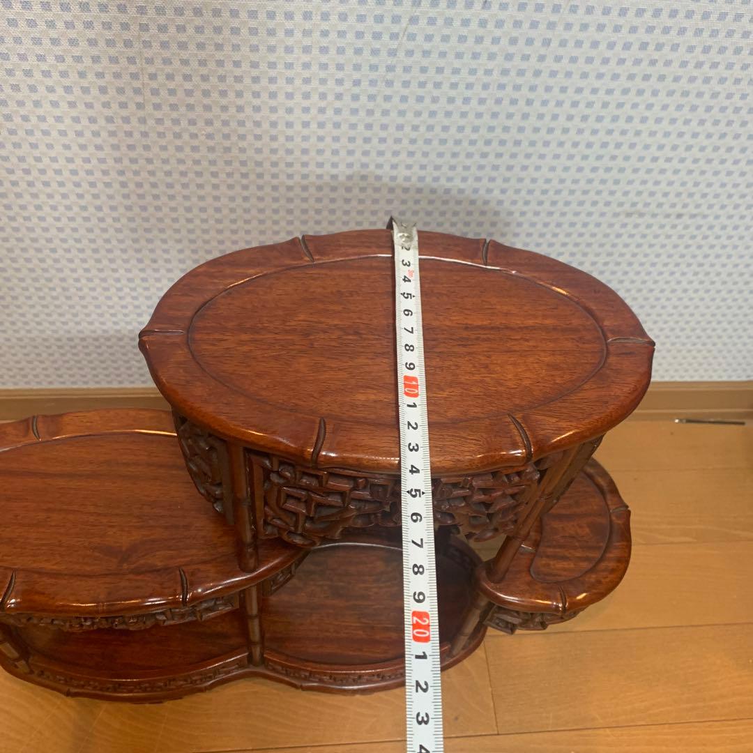 飾り台　花梨　インテリア台　透彫木彫