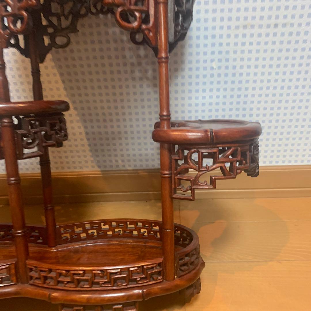 飾り台　花梨　インテリア台　透彫木彫