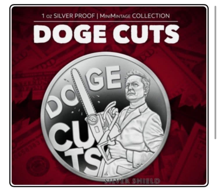 イーロンマスク銀貨　DOGECUTSプルーフ　1オンス　箱　COA付き